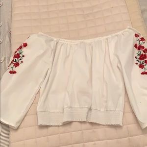 A hollister off the shoulder top